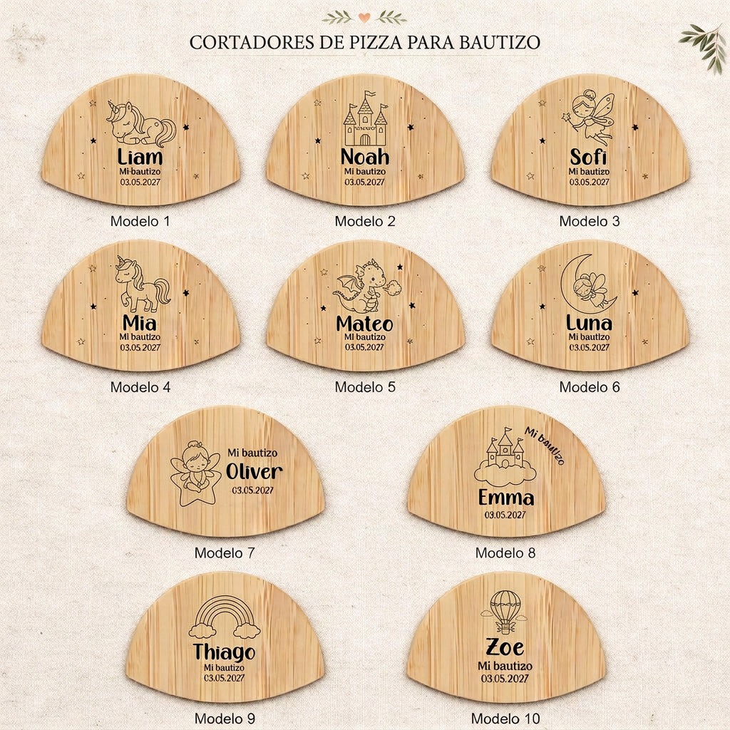 Cortapizzas para bautizos - Diseños fantasía