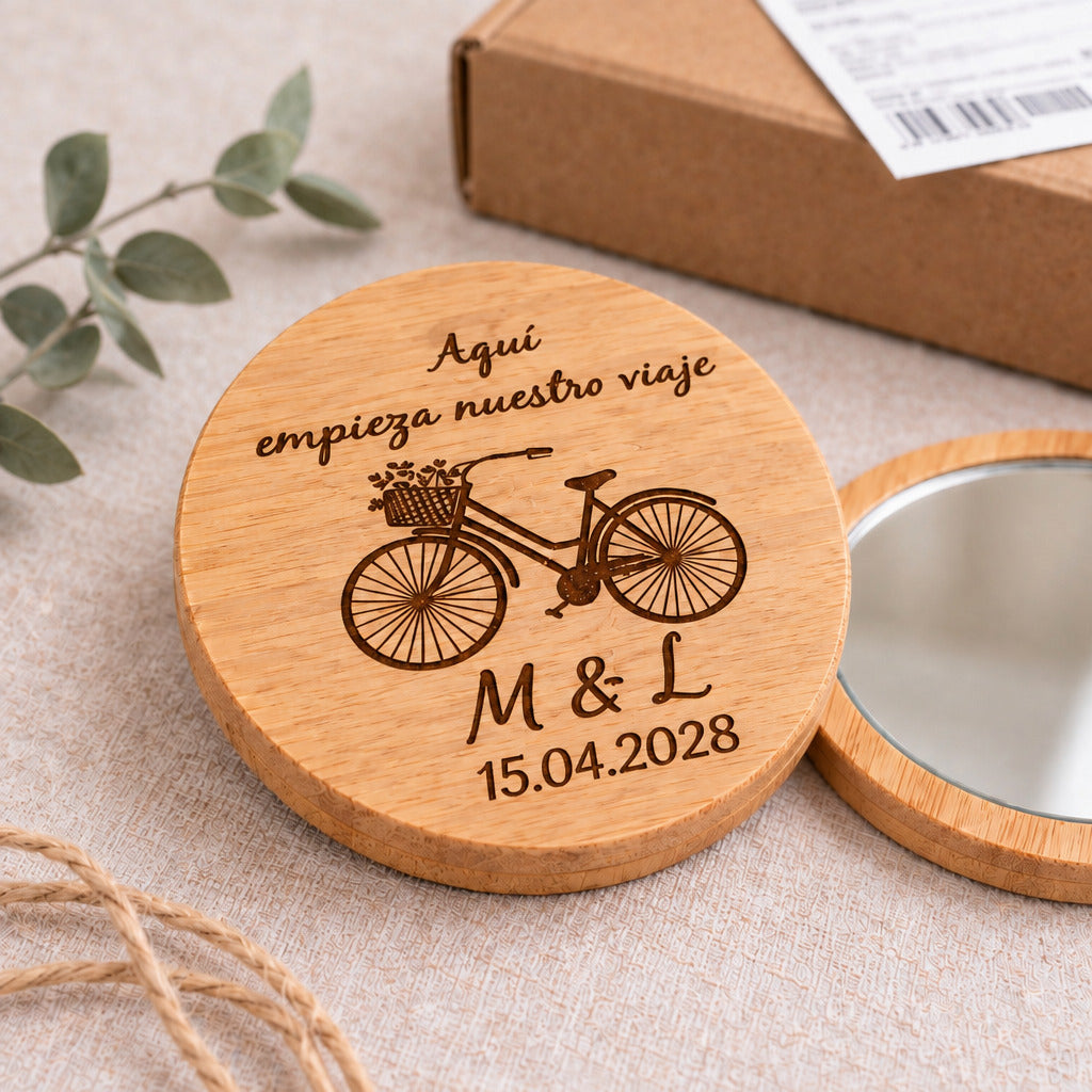 Espejo de Bolsillo de Bambú - Bicicleta