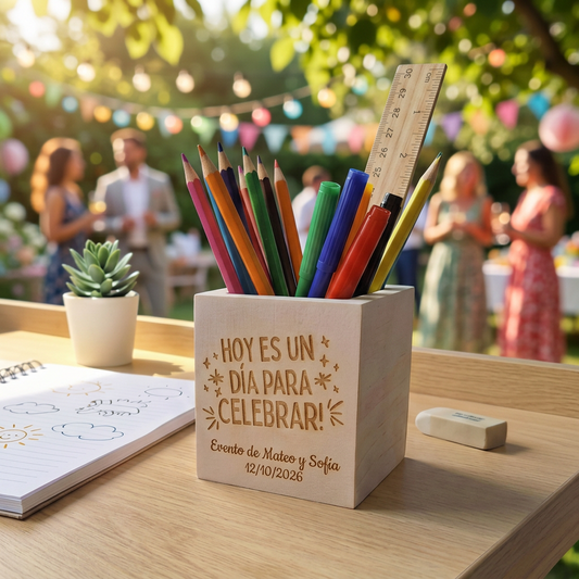 Lapicero de Madera Personalizado "Día para Celebrar"