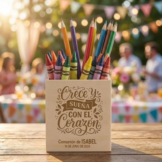 Lapicero de Madera "Crece y Sueña con el Corazón" - Personalizado