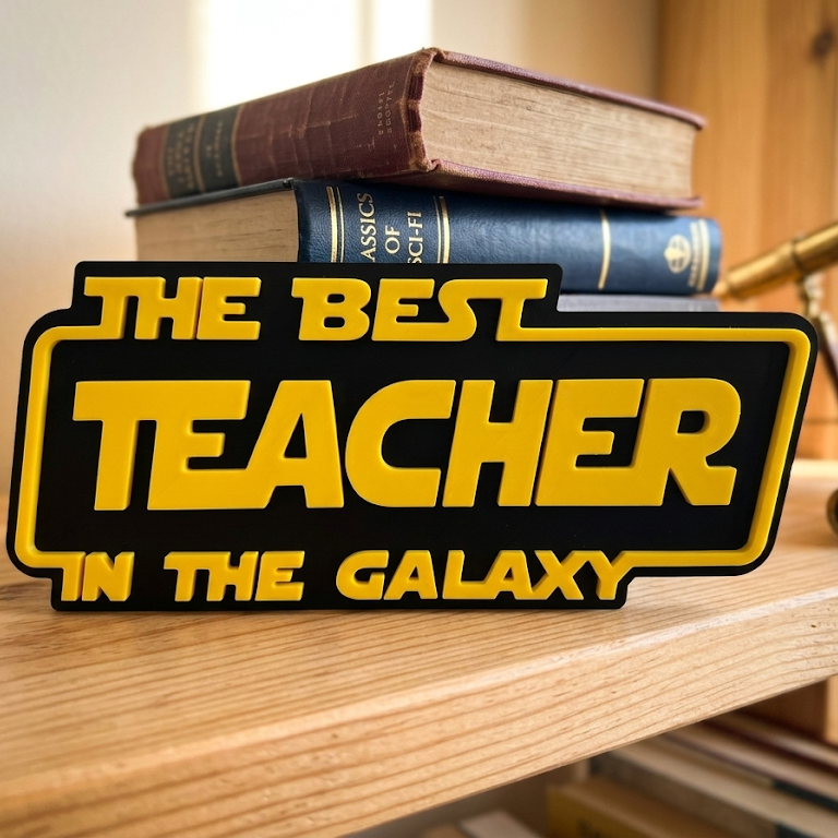 Cartel 3D "The Best Teacher in the Galaxy" – Estilo Star Wars 🌌