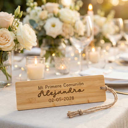 Marcapáginas de Bambú Personalizado Comunión - Modelo nombre 1