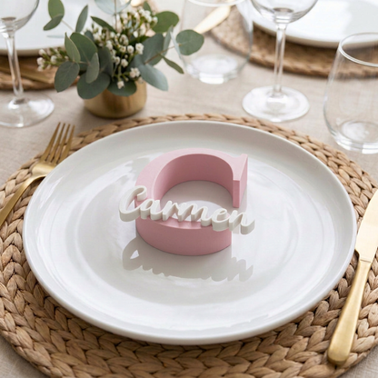 Marcasitios Personalizado Inicial con Nombre 3D - Bodas, Bautizos y Comuniones