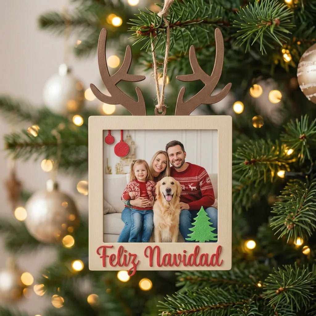 Marco de Fotos Navideño en 3D - Diseño renos