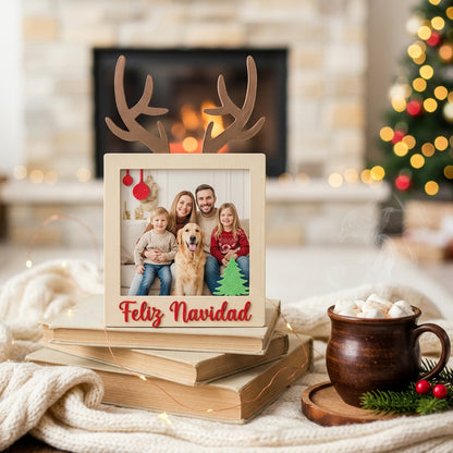 Marco de Fotos Navideño en 3D - Diseño renos