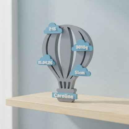 Cuadro Natalicio Globo Aerostático – Letrero Bebé Personalizado
