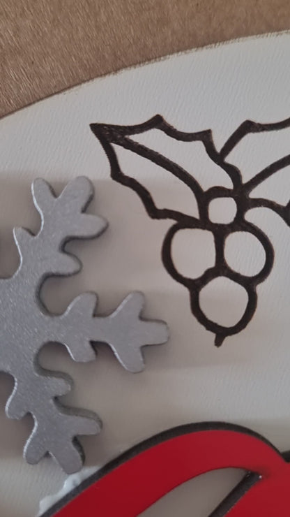 Corona navideña de madera personalizada Familia [Apellido]