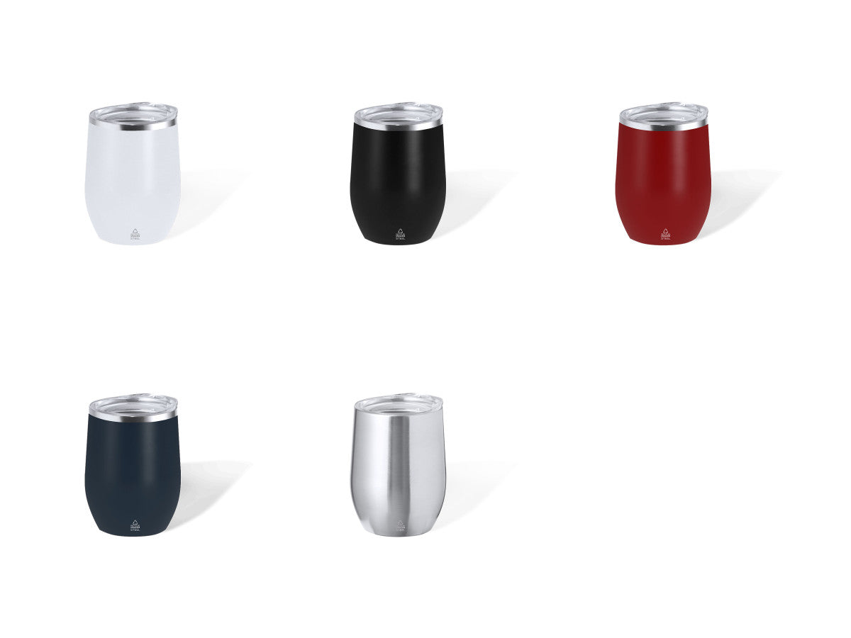 Vaso térmico de acero reciclado con tapa transparente 340 ml · Claro
