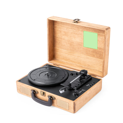 Tocadiscos portátil Bluetooth en maletín de madera · Vinilo