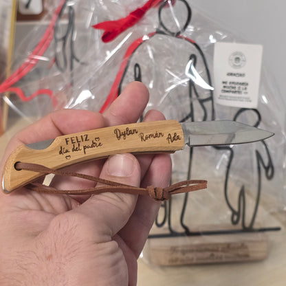 Navaja de Bambú Premium | Regalo Personalizado Día del Padre