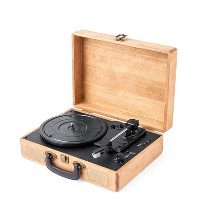 Tocadiscos portátil Bluetooth en maletín de madera · Vinilo