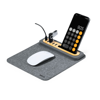 Alfombrilla multifunción con hub USB y soporte para móvil · Puerto
