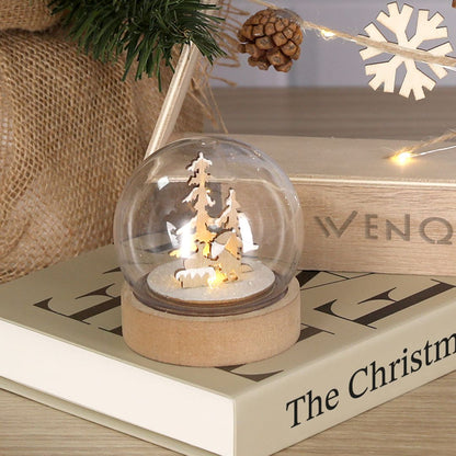 Bola de Navidad luminosa LED con base de madera · Estela