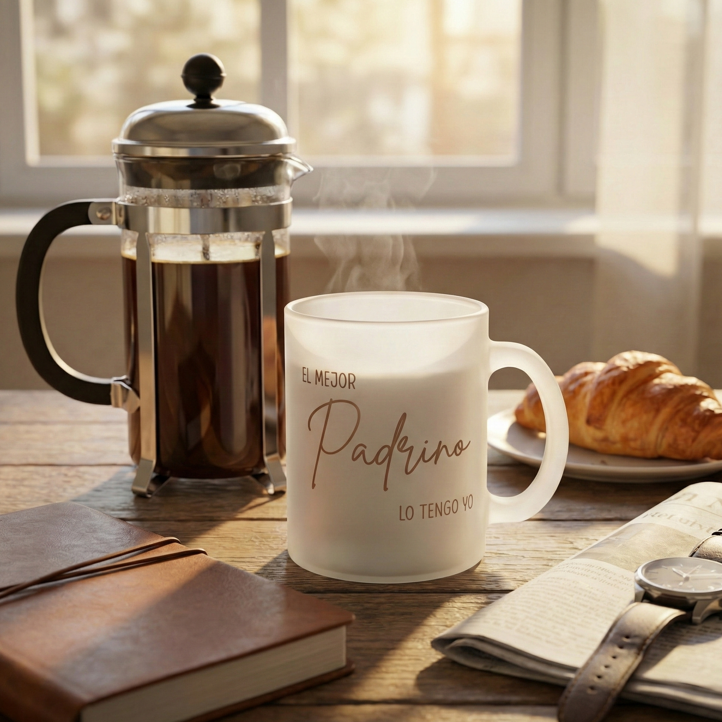 Taza de Cristal Esmerilado "El Mejor Padrino" - Acabado Translúcido (350ml)