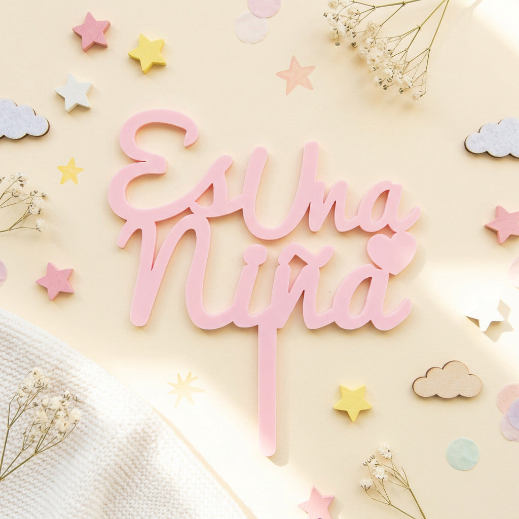 Topper para Tarta Baby Shower - "Es una niña"