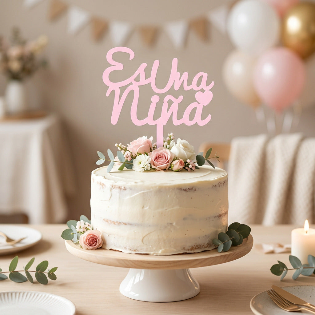 Topper para Tarta Baby Shower - "Es una niña"