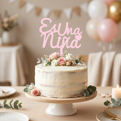 Topper para Tarta Baby Shower - "Es una niña"