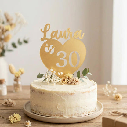 Topper para Tarta de Cumpleaños Silueta Corazón 15 cm