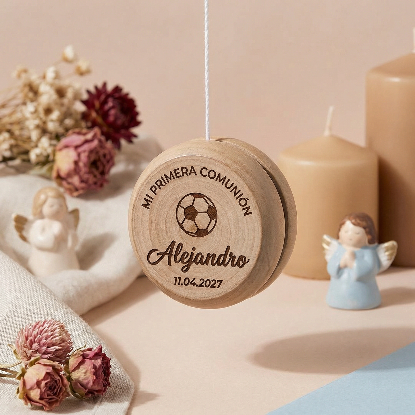 Yoyó de Madera Personalizado "Diseño futbol" – Recuerdo Primera Comunión